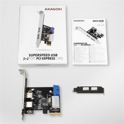 AXAGON PCEU-232VL, PCIe radič, 2+2x USB 3.2 Gen 1 port, UASP