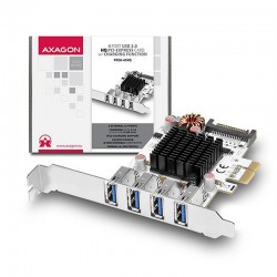 AXAGON PCEU-43VQ, HQ PCIe adapter 4x USB3.0, UASP
